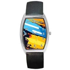 Colorful Paint Strokes Barrel Style Metal Watch by nateshop