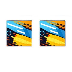 Colorful Paint Strokes Cufflinks (square) by nateshop