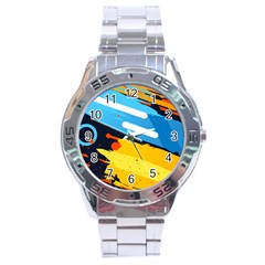 Colorful Paint Strokes Stainless Steel Analogue Watch by nateshop