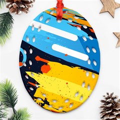 Colorful Paint Strokes Oval Filigree Ornament (two Sides) by nateshop