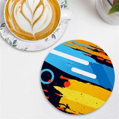 Colorful Paint Strokes Uv Print Round Tile Coaster by nateshop