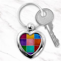 Colorful Squares, Abstract, Art, Background Key Chain (heart) by nateshop