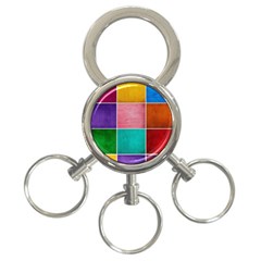 Colorful Squares, Abstract, Art, Background 3-ring Key Chain by nateshop