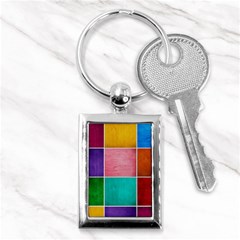 Colorful Squares, Abstract, Art, Background Key Chain (rectangle) by nateshop