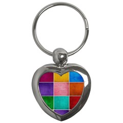 Colorful Squares, Abstract, Art, Background Key Chain (heart) by nateshop