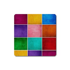 Colorful Squares, Abstract, Art, Background Square Magnet by nateshop