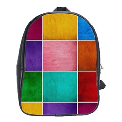 Colorful Squares, Abstract, Art, Background School Bag (large) by nateshop