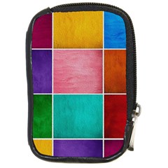 Colorful Squares, Abstract, Art, Background Compact Camera Leather Case by nateshop