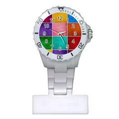 Colorful Squares, Abstract, Art, Background Plastic Nurses Watch by nateshop