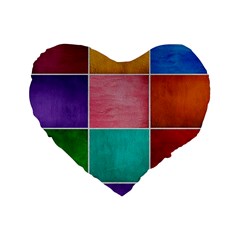 Colorful Squares, Abstract, Art, Background Standard 16  Premium Flano Heart Shape Cushions by nateshop