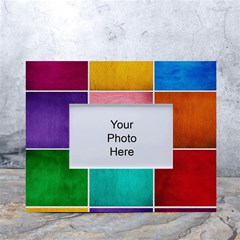 Colorful Squares, Abstract, Art, Background White Tabletop Photo Frame 4 x6  by nateshop