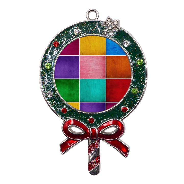 Colorful Squares, Abstract, Art, Background Metal X Mas Lollipop with Crystal Ornament