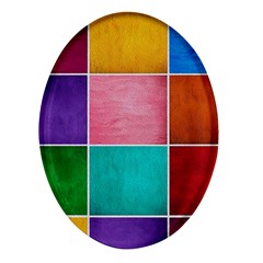 Colorful Squares, Abstract, Art, Background Oval Glass Fridge Magnet (4 Pack) by nateshop