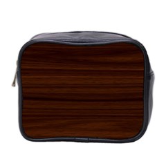 Dark Brown Wood Texture, Cherry Wood Texture, Wooden Mini Toiletries Bag (two Sides) by nateshop