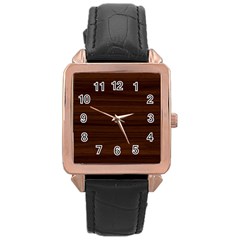 Dark Brown Wood Texture, Cherry Wood Texture, Wooden Rose Gold Leather Watch  by nateshop