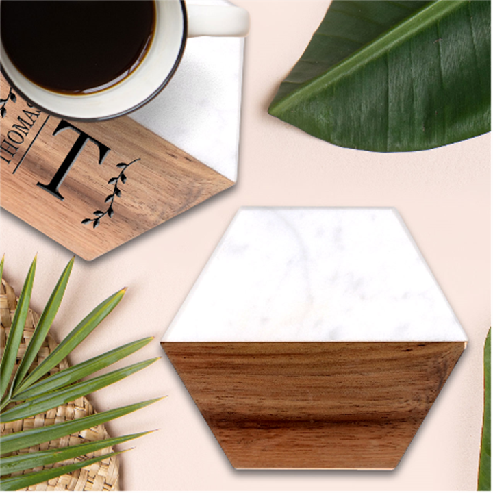 Dark Brown Wood Texture, Cherry Wood Texture, Wooden Marble Wood Coaster (Hexagon) 