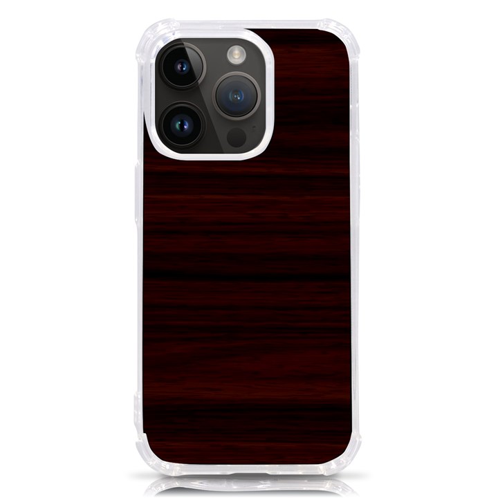 Dark Brown Wood Texture, Cherry Wood Texture, Wooden iPhone 14 Pro TPU UV Print Case