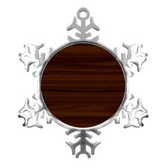 Dark Brown Wood Texture, Cherry Wood Texture, Wooden Metal Small Snowflake Ornament by nateshop