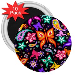 Floral Butterflies 3  Magnets (10 Pack)  by nateshop