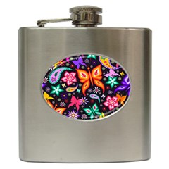 Floral Butterflies Hip Flask (6 Oz) by nateshop