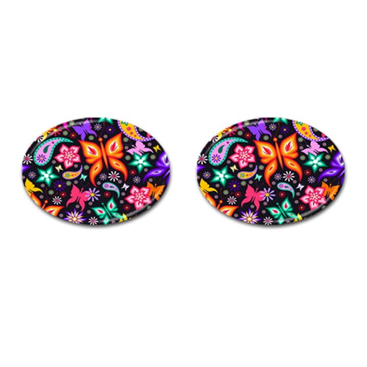 Floral Butterflies Cufflinks (Oval)