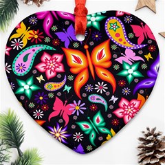 Floral Butterflies Heart Ornament (two Sides)