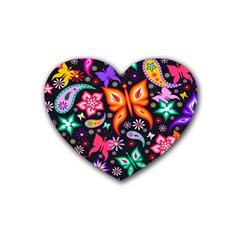 Floral Butterflies Rubber Heart Coaster (4 Pack) by nateshop