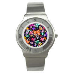 Floral Butterflies Stainless Steel Watch by nateshop