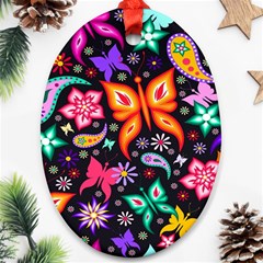 Floral Butterflies Oval Ornament (two Sides) by nateshop