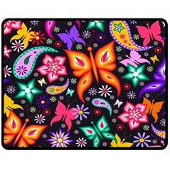 Floral Butterflies Fleece Blanket (medium) by nateshop