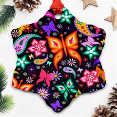 Floral Butterflies Snowflake Ornament (two Sides) by nateshop