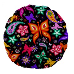 Floral Butterflies Large 18  Premium Round Cushions by nateshop