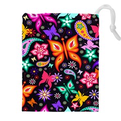 Floral Butterflies Drawstring Pouch (4xl) by nateshop