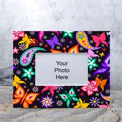 Floral Butterflies White Tabletop Photo Frame 4 x6  by nateshop