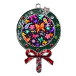 Floral Butterflies Metal X Mas Lollipop with Crystal Ornament Front