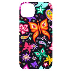 Floral Butterflies Iphone 14 Plus Black Uv Print Case by nateshop