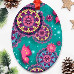 Floral Pattern, Abstract, Colorful, Flow Ornament (oval) by nateshop