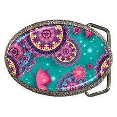 Floral Pattern, Abstract, Colorful, Flow Belt Buckles