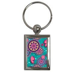 Floral Pattern, Abstract, Colorful, Flow Key Chain (rectangle) by nateshop