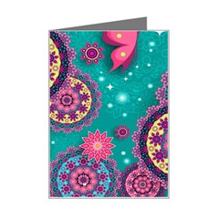 Floral Pattern, Abstract, Colorful, Flow Mini Greeting Card by nateshop