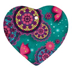 Floral Pattern, Abstract, Colorful, Flow Heart Ornament (two Sides) by nateshop