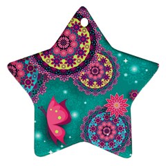 Floral Pattern, Abstract, Colorful, Flow Star Ornament (two Sides) by nateshop