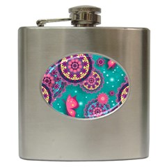 Floral Pattern, Abstract, Colorful, Flow Hip Flask (6 Oz) by nateshop