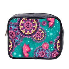 Floral Pattern, Abstract, Colorful, Flow Mini Toiletries Bag (two Sides) by nateshop