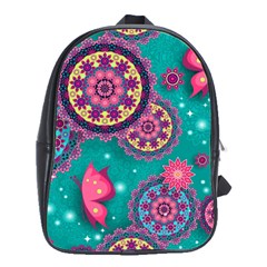 Floral Pattern, Abstract, Colorful, Flow School Bag (large) by nateshop