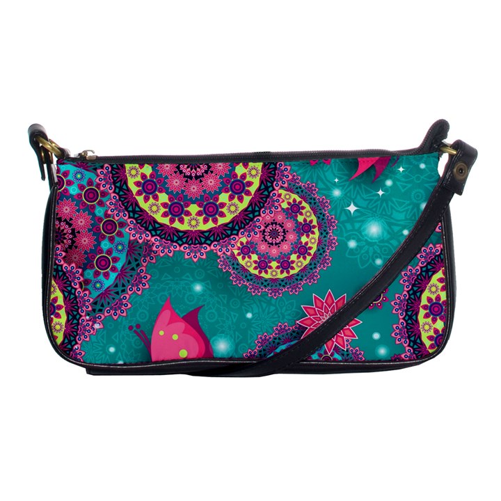 Floral Pattern, Abstract, Colorful, Flow Shoulder Clutch Bag