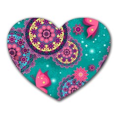 Floral Pattern, Abstract, Colorful, Flow Heart Mousepad by nateshop