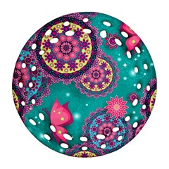 Floral Pattern, Abstract, Colorful, Flow Round Filigree Ornament (two Sides) by nateshop