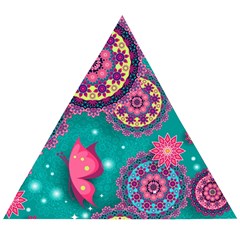 Floral Pattern, Abstract, Colorful, Flow Wooden Puzzle Triangle by nateshop