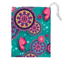 Floral Pattern, Abstract, Colorful, Flow Drawstring Pouch (4xl) by nateshop